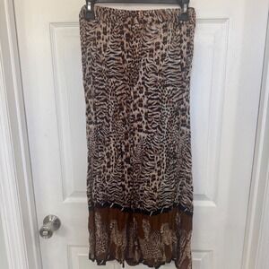 Vintage Revue Jungle Big Game Cat Cheetah Tiger Maxi Wrap Skirt with Tie
